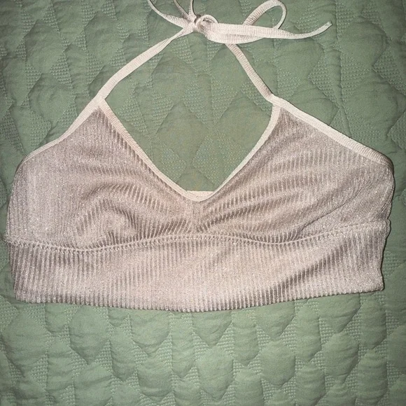 Aerie Cream Ribbed Bandeau with Stretchy Comfort - Picture 4 of 8